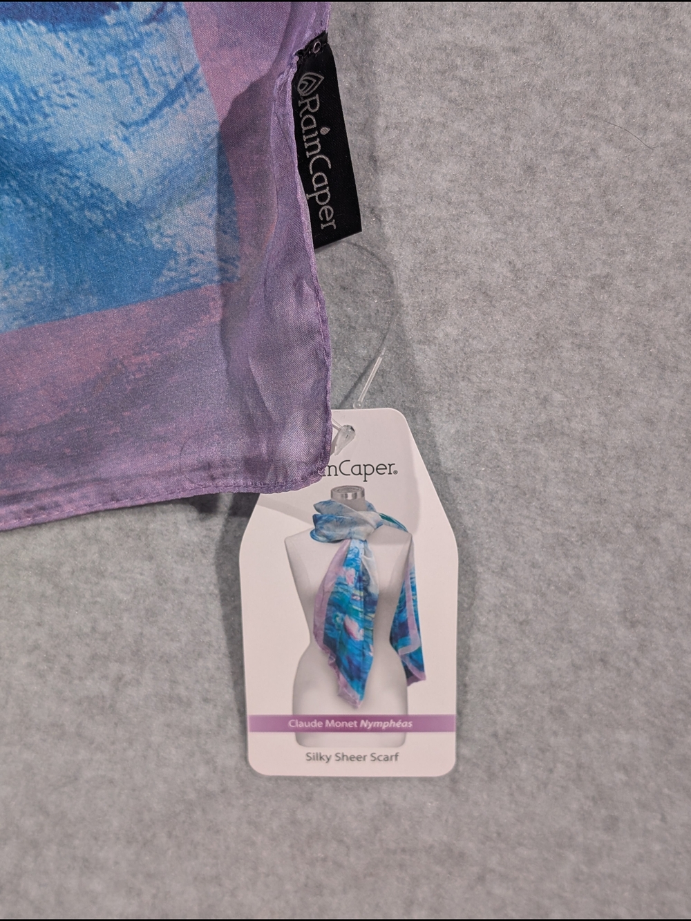 Rain Caper Monet Nymphéas Long Sheer Lightweight Scarf Silky Feel Polyester NWT - Picture 3 of 6